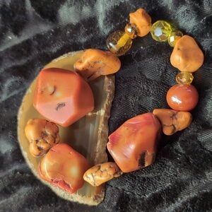 One of a kind orange coral bracelet